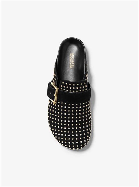 michael michael kors robin crystal-embellished suede clog|NWT Michael Kors Crystal.